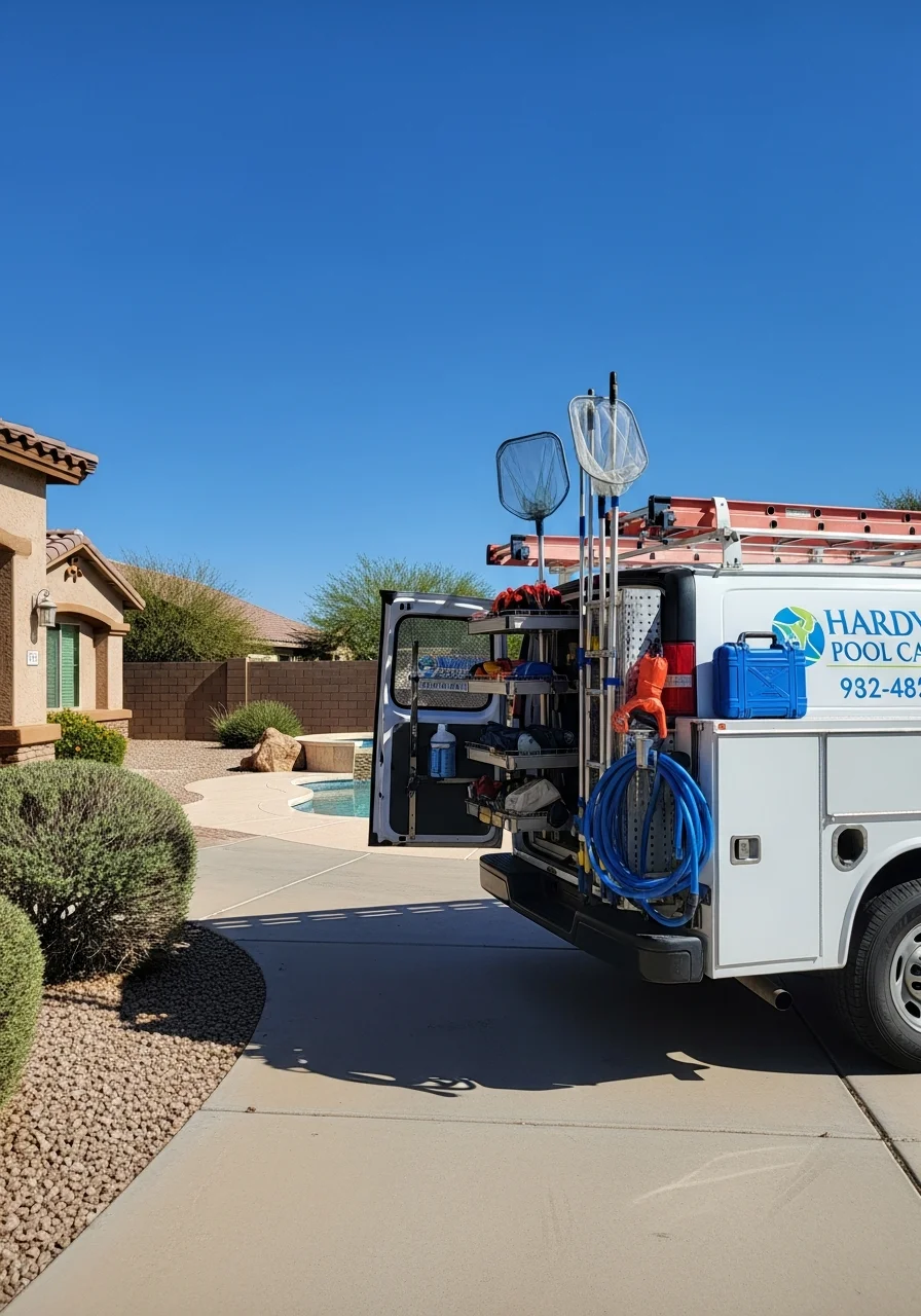 Goodyear homeowner standing in front of their property with professional service vehicle nearby.
